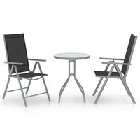 vidaxl 3-tlg. Bistro-Set Aluminium und Textilene Silbern