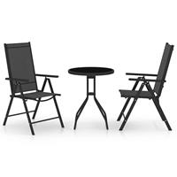 vidaXL 3-tlg. Bistro-Set Aluminium und Textilene  Schwarz