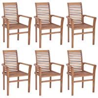 vidaXL Eetkamerstoelen 6 st met taupe kussens massief teakhout