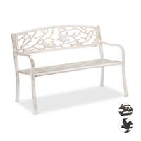 Relaxdays Gartenbank Vögel Design weiß-kombi