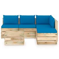 vidaXL 6-tlg. Garten-Lounge-Set mit Kissen Grün Imprägniertes Holz 