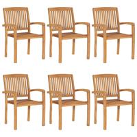 Vidaxl - Stapelbare Gartenstühle mit Kissen 6 Stk. Massivholz Teak