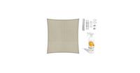 Shadow Comfort Compleet pakket:  vierkant 3,6x3,6 Sahara Sand met RVS Bevestigingsset en buitendoekreiniger