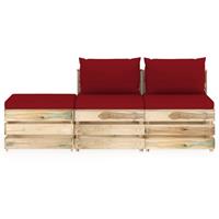vidaXL 3-tlg. Garten-Lounge-Set mit Kissen Grün Imprägniertes Holz 