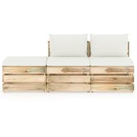 vidaXL 3-tlg. Garten-Lounge-Set mit Kissen Grün Imprägniertes Holz 