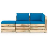 vidaXL 3-tlg. Garten-Lounge-Set mit Kissen Grün Imprägniertes Holz 