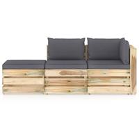 vidaXL 3-tlg. Garten-Lounge-Set mit Kissen Grün Imprägniertes Holz 