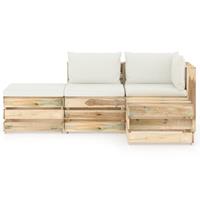 vidaXL 4-tlg. Garten-Lounge-Set mit Kissen Grün Imprägniertes Holz 