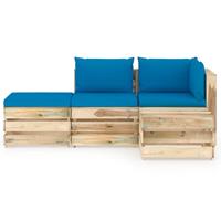 vidaXL 4-tlg. Garten-Lounge-Set mit Kissen Grün Imprägniertes Holz 