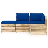 Vidaxl - 4-tlg. Garten-Lounge-Set mit Kissen Grün Imprägniertes Holz