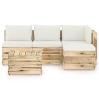 vidaXL 5-tlg. Garten-Lounge-Set mit Kissen Grün Imprägniertes Holz 