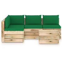vidaXL 5-tlg. Garten-Lounge-Set mit Kissen Grün Imprägniertes Holz 