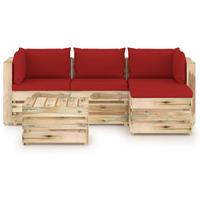 vidaXL 5-tlg. Garten-Lounge-Set mit Kissen Grün Imprägniertes Holz 
