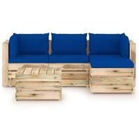 Vidaxl - 5-tlg. Garten-Lounge-Set mit Kissen Grün Imprägniertes Holz