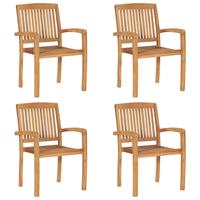 vidaXL Stapelbare Gartenstühle mit Kissen 4 Stk. Massivholz Teak Braun