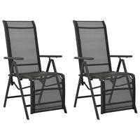 vidaXL Tuinstoelen 2 st verstelbaar textileen aluminium antracietkleur