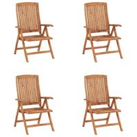 Tuinstoelen 4 St Verstelbaar Met Kussens Massief Teakhout