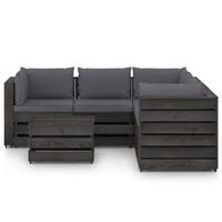 vidaXL 6-tlg. Garten-Lounge-Set mit Kissen Grau Imprägniertes Holz 