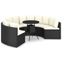 vidaXL 7-tlg. Garten-Sofagarnitur mit Auflagen Poly Rattan  Schwarz