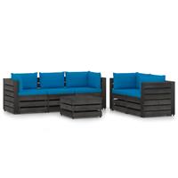 vidaXL 6-tlg. Garten-Lounge-Set mit Kissen Grau Imprägniertes Holz 