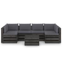 vidaXL 7-tlg. Garten-Lounge-Set mit Kissen Grau Imprägniertes Holz 
