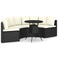 vidaXL 5-delige Loungeset met kussens poly rattan zwart