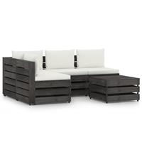 vidaXL 5-tlg. Garten-Lounge-Set mit Kissen Grau Imprägniertes Holz 