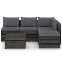 vidaXL 6-tlg. Garten-Lounge-Set mit Kissen Grau Imprägniertes Holz 