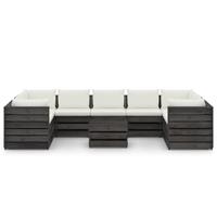 vidaXL 10-delige Loungeset met kussens grijs geïmpregneerd hout