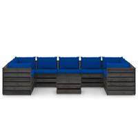 vidaxl 10-tlg. Garten-Lounge-Set mit Kissen Grau Imprägniertes Holz