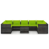 vidaXL 10-delige Loungeset met kussens grijs geïmpregneerd hout