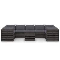 vidaXL 10-tlg. Garten-Lounge-Set mit Kissen Grau Imprägniertes Holz 