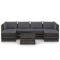 vidaXL 7-tlg. Garten-Lounge-Set mit Kissen Grau Imprägniertes Holz 