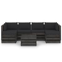 vidaXL 7-delige Loungeset met kussens grijs geïmpregneerd hout