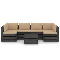 vidaxl 7-tlg. Garten-Lounge-Set mit Kissen Grau Imprägniertes Holz