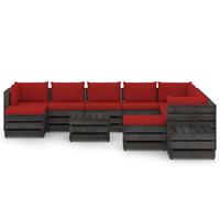 vidaXL 12-delige Loungeset met kussens grijs geïmpregneerd hout