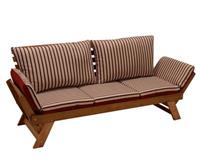 DEGAMO Liegesofa TIROL 202cm, Eukalyptus geölt, Wendeauflage Auflage rot beige, FSC-ze braun