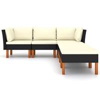 vidaXL 6-delige Loungeset met kussens poly rattan zwart