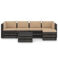 6-delige Loungeset Met Kussens Grijs Geïmpregneerd Hout