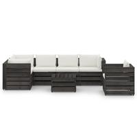 vidaXL 7-delige Loungeset met kussens grijs geïmpregneerd hout