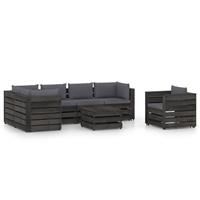 vidaXL 7-tlg. Garten-Lounge-Set mit Kissen Grau Imprägniertes Holz 