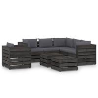 vidaXL 8-tlg. Garten-Lounge-Set mit Kissen Grau Imprägniertes Holz 