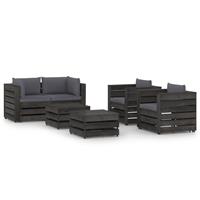 vidaXL 6-tlg. Garten-Lounge-Set mit Kissen Grau Imprägniertes Holz 