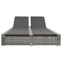 vidaXL Ligbed tweepersoons poly rattan grijs