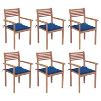 VIDAXL Stapelbare Gartenstühle Mit Kissen 6 Stk. Massivholz Teak
