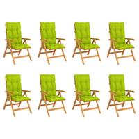 vidaXL Tuinstoelen 8 st verstelbaar met kussens massief teakhout