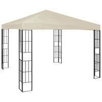 bonnevie Pavillon Familienzelt mit LED-Lichterkette 3x3 m Creme Stoff vidaXL