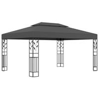 VidaXL Pavillon mit Doppeldach und Lichterketten 3x4 m  Anthrazit