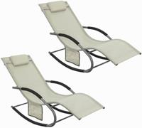 SoBuy 2-er Set Sonnenliege Schaukelliege Gartenliege mit Tasche beige