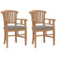 VidaXL Gartenstühle 2 Stk. mit Dunkelgrauen Kissen Teak Massivholz Braun